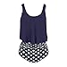 Women Ruffle Flounce Swimsuit, Leadmall Tankini Tank Two Piece Swimwear with High Waist Bottom Bathing Suit (XL, Navy)thumb 3