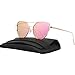 VIVIENFANG Women Cat Eye Mirrored Sunglasses (Polarized,Lightweight Metal), Oversized Fashion Sunnies 86798A Pink