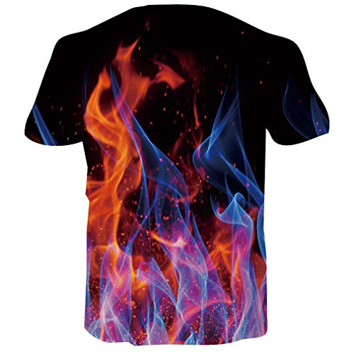 RAISEVERN 3D T-Shirt pour Hommes Femmes D\'été Casual Tees À Manches Courtes avec Drôle Psychologie Vague Ligne Imprimé,Smog (Multicolor),L