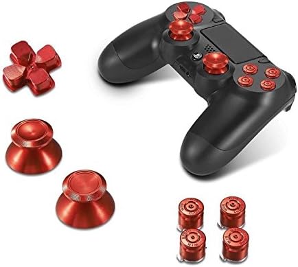 AMLLC Red PS4 Aluminum Replacement Bullet Buttons, D-Pad, Thumb Sticks