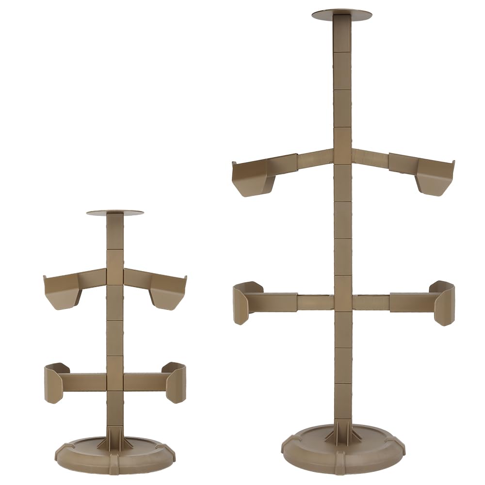 Gunyoo Tactical Gear Stand Tactical Equipment Rack Helmet Vest Belt Display Holder Gear Support Rack Shop Tree Rack Adjustable Organiser For Military Training Indoor Home Garage Shop Counter (Tan)