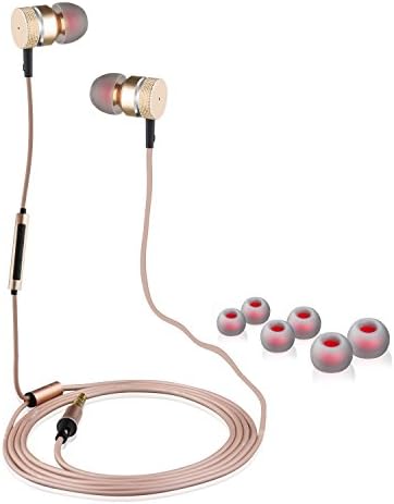 Nouske NH-17 dual driver in-ear headphones with In-line Microphone and Remote,Gold