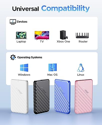 Festplattengehäuse 2,5 Zoll, 6Gbps USB C 3.1 Gen 1 Festplatten Gehäuse für 9.5mm 7mm 2.5 Zoll SATA SSD HDD, UASP Trim unterstützt,mit USB 3.1 Kabel,Werkzeugloses Externe SSD Gehäuse ABS (Schwarz