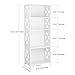Finether 4-Tier Modular Side Cross Cut-Out Wood Plastic Composite Shelf Unit White Bookcase Storage Organizer Display, SGS Certified