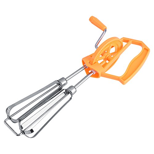 Hand Whisk Egg Beater, Easy Use Egg Mixer with Stainless Crank and Plastic Handle Durable and Safe for Kitchen Cooking Whipping Tool(Orange)
