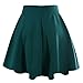 jntworld Women's Basic A Line Stretch high Waist Flared Plain Pleated Skater Mini Skirt, L, Green