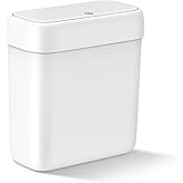MOPALL Small Bathroom Trash Can with Lid, 2.6 Gallons / 10 L Slim Plastic Garbage Bin with Pop-Up Lid, Mini Waste Basket Can Dog Proof for Kitchen, Bedroom, Office, Laundry, Toilet, Rv, White