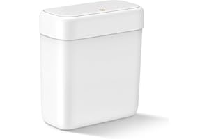 MOPALL Small Bathroom Trash Can with Lid, 2.6 Gallons / 10 L Slim Plastic Garbage Bin with Pop-Up Lid, Mini Waste Basket Can Dog Proof for Kitchen, Bedroom, Office, Laundry, Toilet, Rv, White