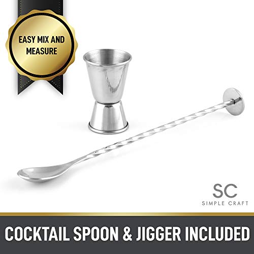Simple Craft Cocktail-Shaker-Set – Edelstahl-Getränke-Shaker mit Löffel und Messbecher – professioneller Martini-Shaker… – Bild 5