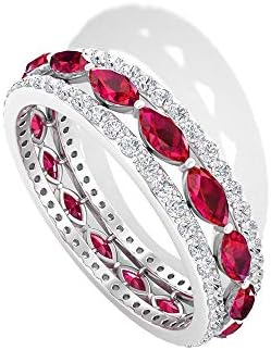2 カラットマーキーズルビー Igi認定ダイアモンドブライダル結婚指輪レッド 7月誕生石積み重ね可能記念日リング誕生日プロミスマッチングリングセット 18k ホワイトゴールド Size 19 Rafgroup Net