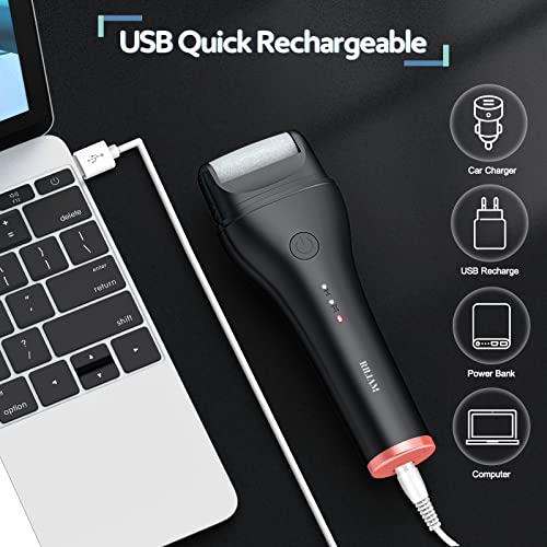 RILIAM Feet Callus Remover, Electric Remover for Feet Rechargeable, Portable Electric Pedicure Kit for Dead/ Hard Cracked/ Dry Foot Skin, Foot Care Callus Remover Tool with 3 Roller Heads