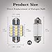YITAMOTOR 10 Pcs 31mm 1.25 Inch 3528 12SMD 12V Festoon Dome Light LED Bulbs De3175 De3021 De3022 3175 (White)
