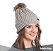 Brook + Bay Pom Pom Beanie Winter Hat for Women - Faux Fur Pompom Warm & Soft, Thick Cable Knit Hats - Cold Weather Cute Knitted Cap