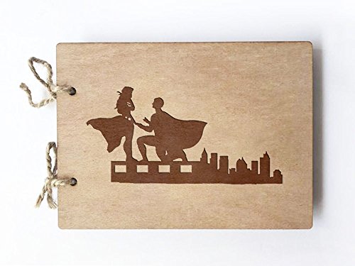 Wedding Guest book (wood) - notebook - Superman and his Bride
