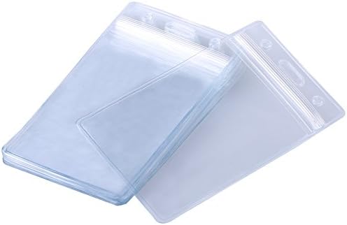 Rocclo Waterproof Type PVC ID Card Holder, Clear, Vertical Style, 10-pack