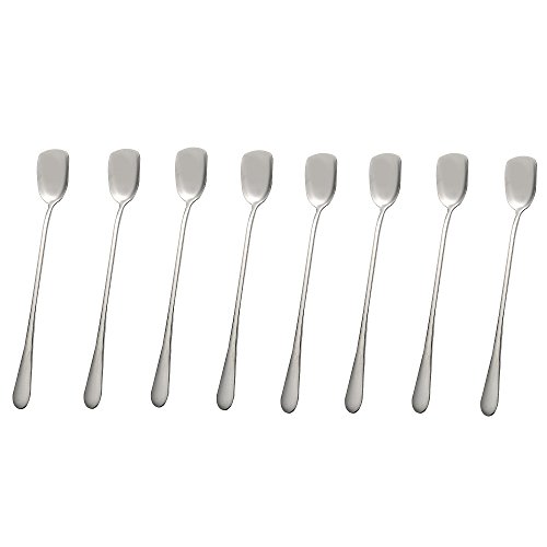 Long Handle Spoon, COMIART Stainless Steel Spoon Set Mixing Spoon Ice Cream Spoon Long Spoon Iced Tea Spoon Coffee Spoon Dessert Spoon Milkshake Spoon,Set of 8(Ice shovel)