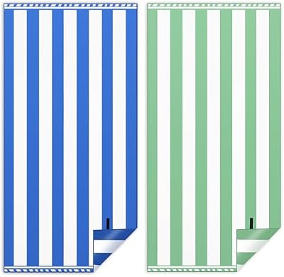 Strandtuch XXL 2er Set 90×180 cm (Dunkelblau + Grün)