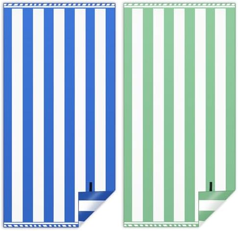 Strandtuch XXL 2er Set 90×180 cm (Dunkelblau + Grün)