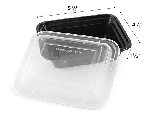 50-Pack Tiny Meal Prep Plastic Microwavable Food Containers Meal prepping & Lids. 12 OZ. Black Rectangular Reusable Storage Lunch Boxes -BPA-Free Food Grade- Freezer Dishwasher Safe -Premium Quality