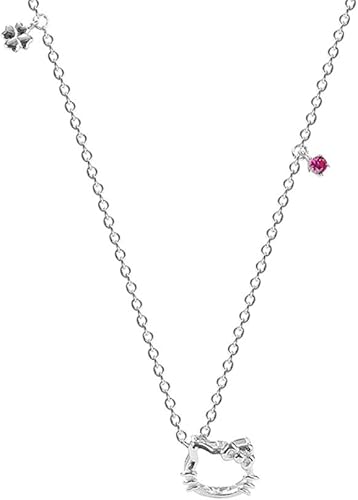 Amazon K L Y キティ 猫 レディースネックレス 四葉のクローバー シルバー925 キュービックジルコニア 金属アレルギー対応 ネックレス 鎖骨チェーン プラチナ 仕上げ 誕生日 記念日 プレゼント ホワイトゴールド ネックレス 通販