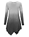 WT1050 Womens V Neck Long Sleeve Dip Dye Handkerchief Hem Tunic Top L BLACK