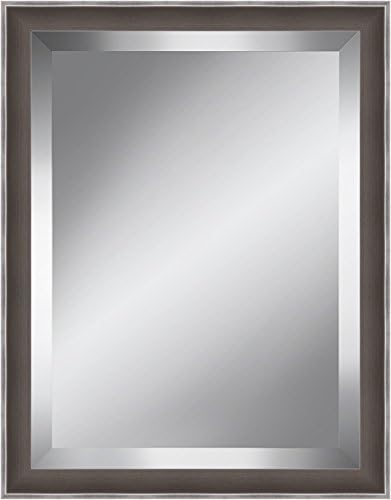 Watermark Collection Grey and Silver Beveled Plate Mirror Framed Glass