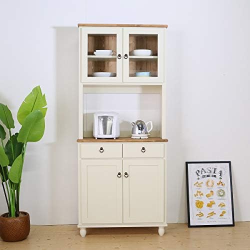 フレンチカントリー家具 食器棚 白 カップボード 幅78 手作り ナチュラル 北欧カントリー風 カントリー調