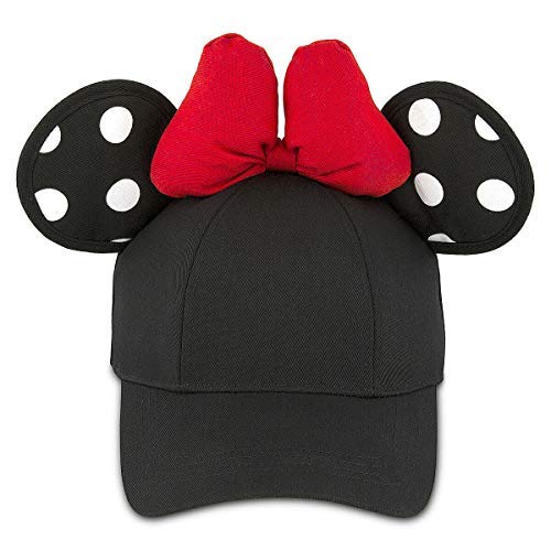 Minnie Mouse Polka Dot Ears Baseball Cap Hat with Bow for Adults Black