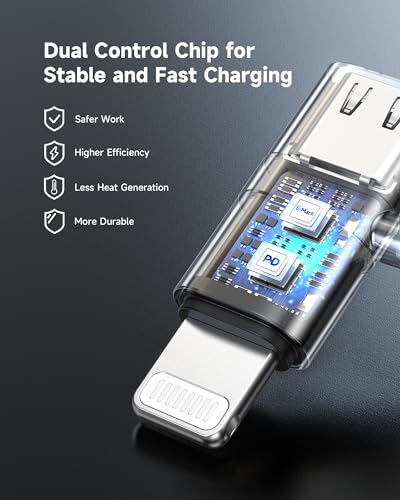 RAVIAD 36W USB C auf Lightning Adapter (2Stück), Lightning USB C Adapter für iPhone 14 13 12 11 Pro Max, Pad Pro/Air 5/Mini 6, Pod Nano/Touch mit Anti-Verlust-Seil, Nicht für Audio/OTG