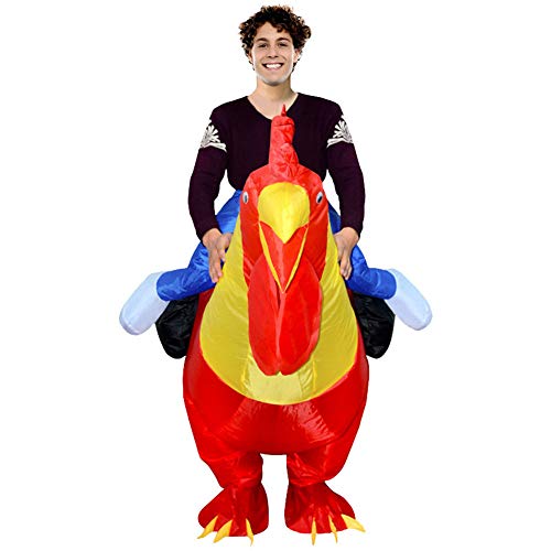BlueSpace Inflatable Costumes Hallowenn Cosplay Costumes Gaint Rooster Suit for Audlts and Kids,Red,Large