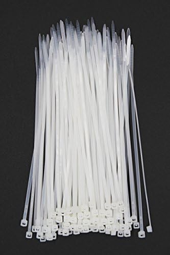 Heavy Duty Nylon Zip Ties / Self-Locking Cable Ties. Packs of 100,6 Inch (15cm) Long,Black &amp;White (White)