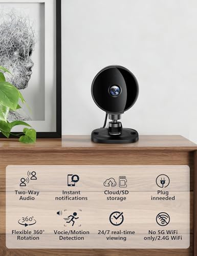Überwachungskamera für den Innenbereich, 1080P, Überwachungskamera, Haussicherheit, Bewegungs-/Tonerkennung, Heimsicherheitskamera, 2-Wege-Audio, Nachtsicht, Alarm, SD und Cloud, 4er-Pack