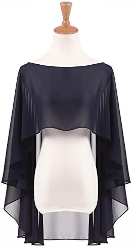RMDress Bridal Womens Chiffon Shawl Wrap Bridal Wedding Cape Evening Prom Ball Wraps (One Size, Navy)