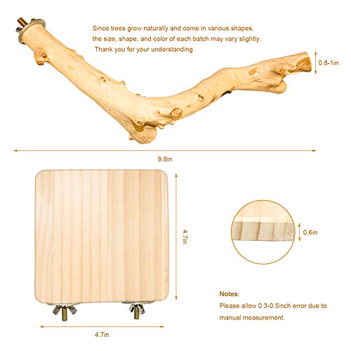 Roundler 5 PCS Bird Perch Wood Stand Pole，Bird Wood Perch Platform Exercise Playground Toy for Pet Parrot Budgie Parakeet Cockatiel Conure Lovebirds Cage Accessories Toys (H01)