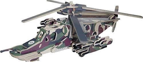 KA-50 Black Shark Color 3D Wooden DIY Jigsaw Puzzle - Arts and Crafts Gifts for Kids and Adults