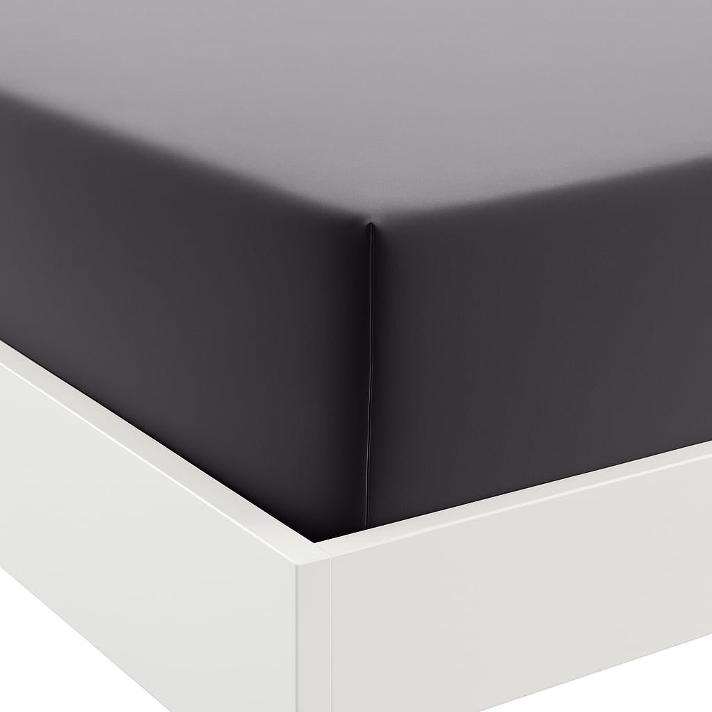 Anti-Allergy Anti-Bacterial Brushed Microfibre Polyester Fitted Bed Sheet - 28cm Depth, Easy Care, Fade Resistant (Charcoal Grey, Single)