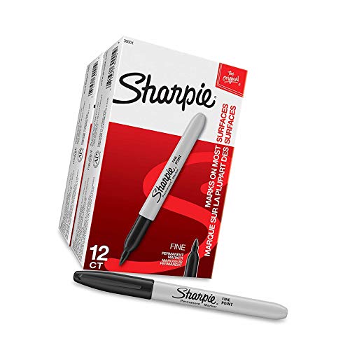Sharpie Permanent Markers, Fine Point, Black, 24Count 5 Pack