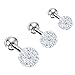 BodyJ4You 16 Gauge Crystal Ball Cartilage Tragus Barbell Set of 3