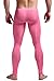WUAMBO Men's Mesh Long Johns Slim Sexy Legging Tights Pink XL (Waist:32