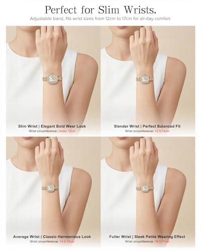 CIVO Women's Watch Small Analogue: Waterproof Rectangular Dial Wristwatches with Stainless Steel Silver Gold Strap – Elegant Gift for Women Anniversary Birthday Gift