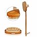 BS-MALL 3PCS Bath Brush Set Boar Bristle With Detachable Curved Long Handle Bamboo Bath Shower Body Brush For Improving Circulation, Detoxifying, Reducing Cellulite (1 Spare Head for Bonus)