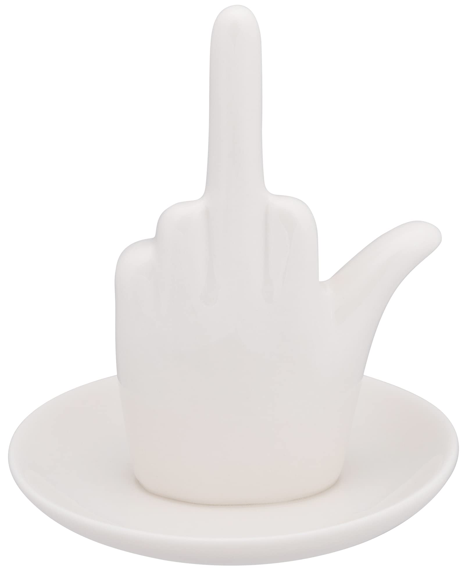 Stephanie Imports Ceramic Golden Cat Jewelry Ring Dish Tray Standard Middle Finger