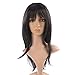 Namecute Long Black Wig Layered Heat Resistant Synthetic mix Human Hair Wig Daily Used Costume Anime Wig + Free Wig Cap