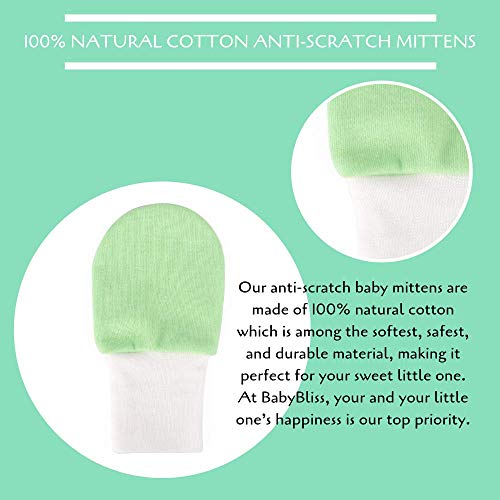 image for BabyBliss 100% Cotton Anti-Scratch Baby Mittens (For Babies Weighing 8