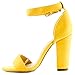 Trends SNJ Women's Chunky Heel Faux Suede Ankle Buckle Strap High Heel Sandal