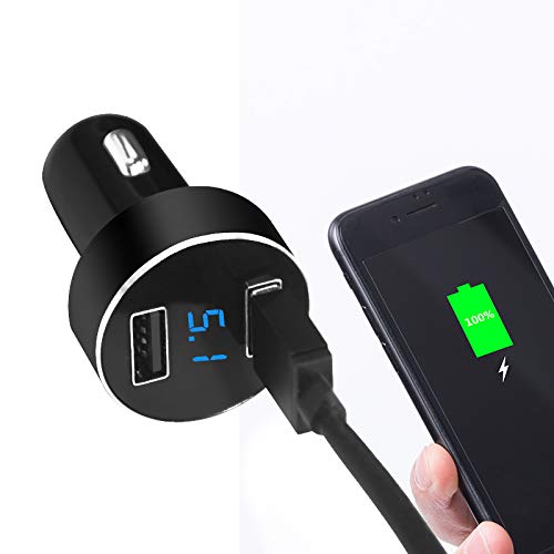 Car Charger, XINBAOHONG Fast Charge Metal Dual USB 4.8A Car Adapter LED Display Car Voltage Detector Flush Fit X/8/7/6s/Plus iPad Pro/Air 2/Mini Galaxy S7/S6/Edge/Plus More (Black) - Thumbnail 3