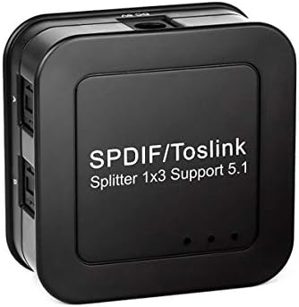 ROOFULL SPDIF TOSLINK Digital Optical Audio 1x3 Splitter (One Input 3 Outputs)