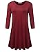 BELAROI Women's Plus Size Dress Fall Casual Swing 3/4 Sleeve T Shirt Loose Tunic Dress (1X, Wine Red)