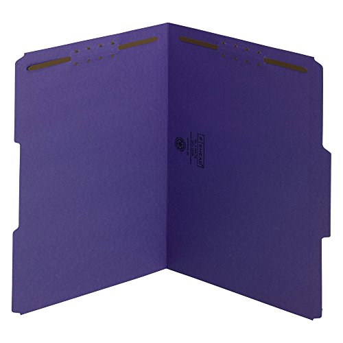 Smead Fastener File Folder, 2 Fasteners, Reinforced 1/3-Cut Tab, Letter Size, Purple, 50 per Box (13040)