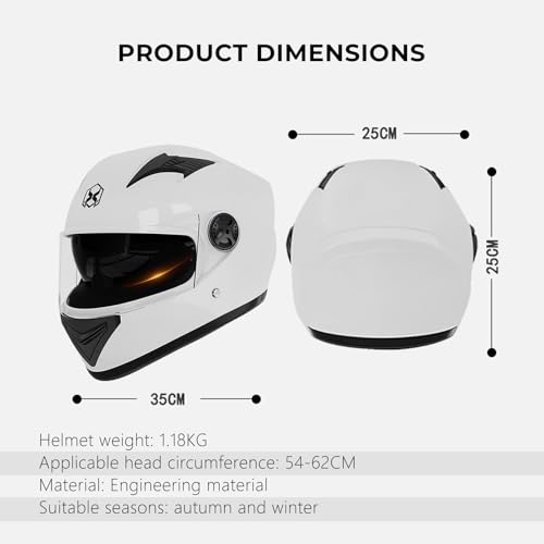 Beauenty Full Face Motorcycle Helmet,Helmets for Adults Motorcycle, for Men & Women with Tinted and Clear, with Removable Winter Neck Scarf, Motorbike Racing Street Bike Helmets